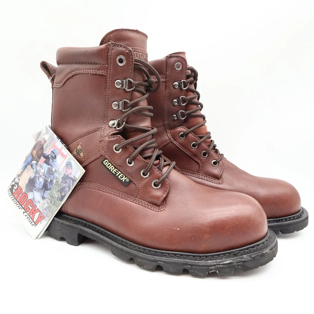 Rocky 2000s Steel Toe Ranger Work Boots Mens 9 Brown Leather Gore-Tex NIB